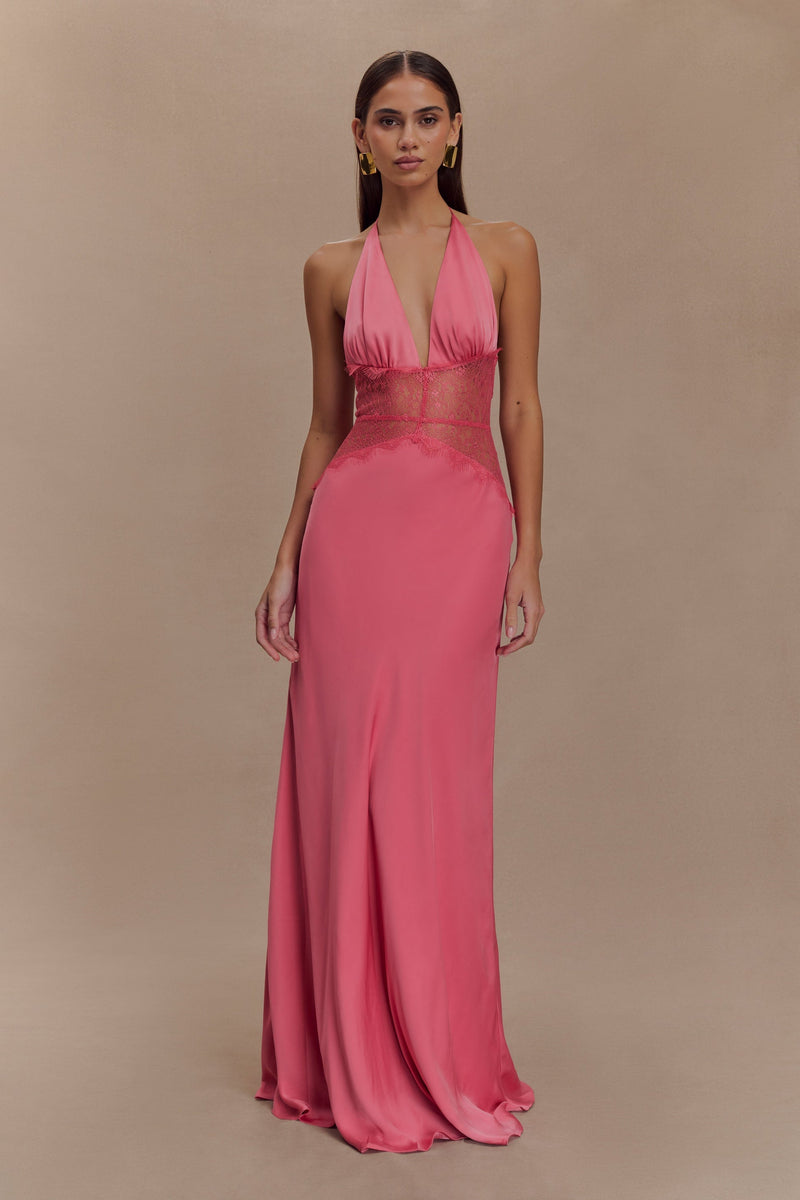 Amina - Lace Satin Maxi Dress