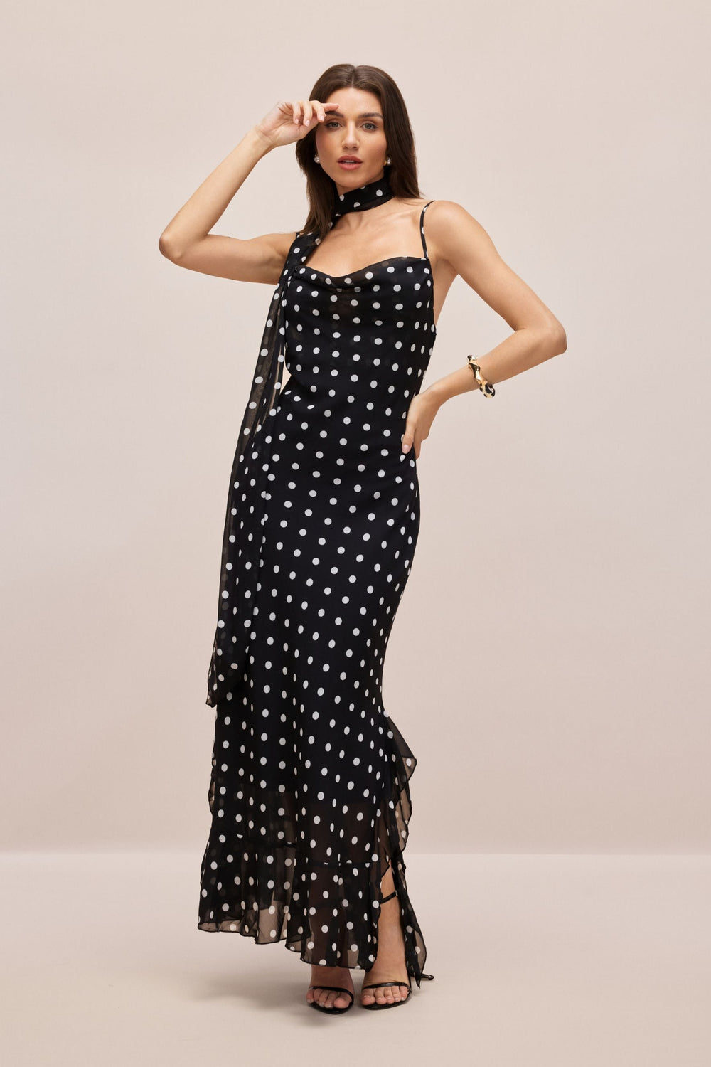 Amina - Robe Polka Dot Dos Nu