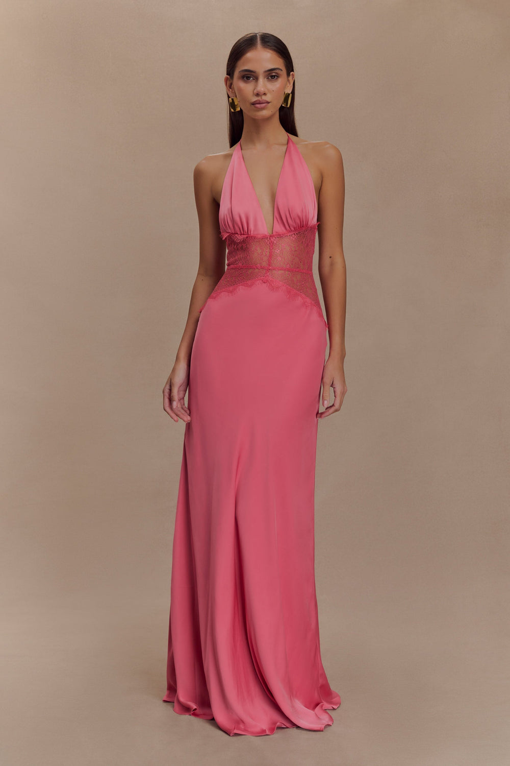 Amina - Robe Maxi Satin Dentelle