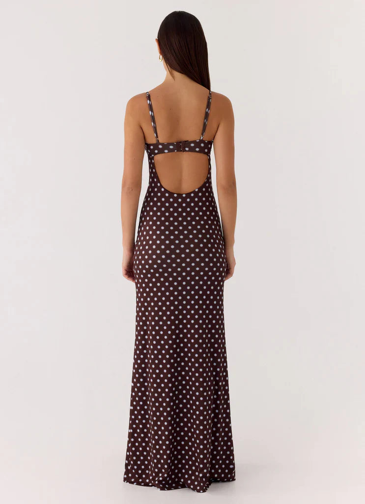 Amina - Robe Maxi Bustier Polka Dot