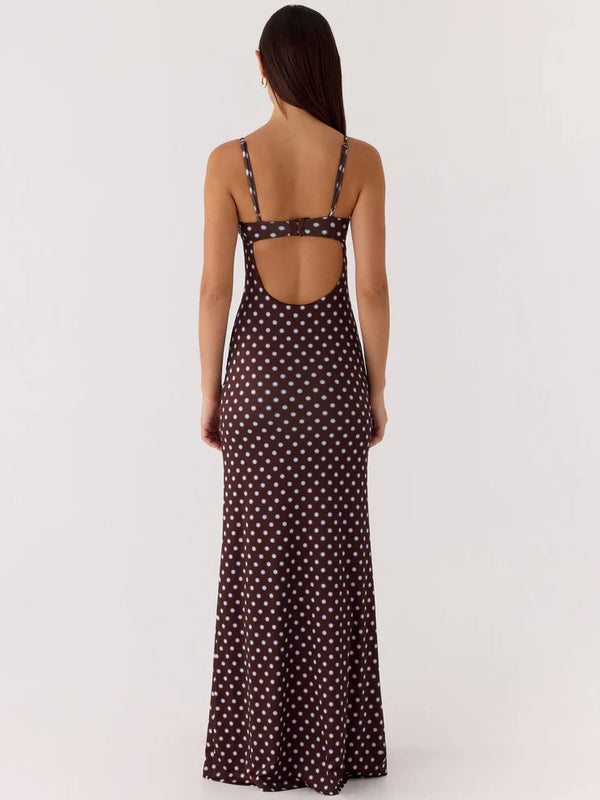 Amina - Robe Maxi Bustier Polka Dot
